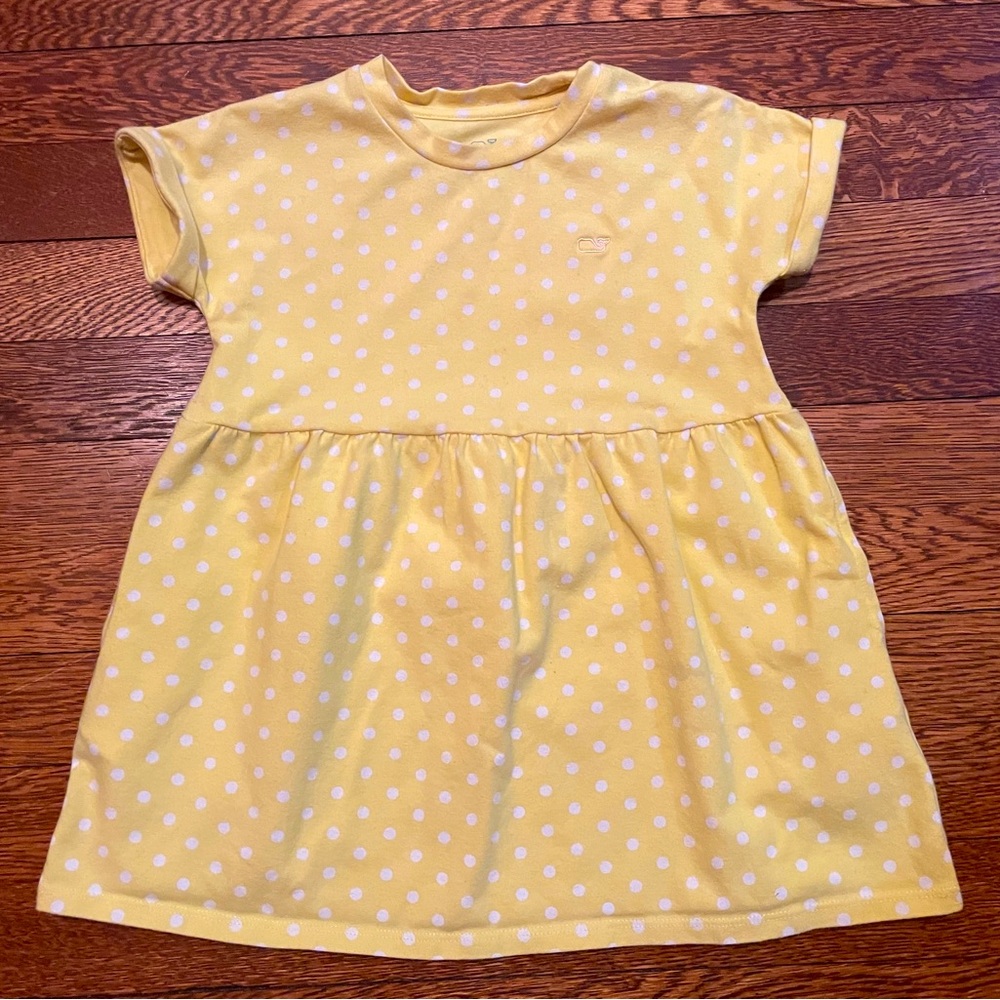 Vineyard Vines Yellow & White Polka Dot Short Sleeve Dress Size 2T